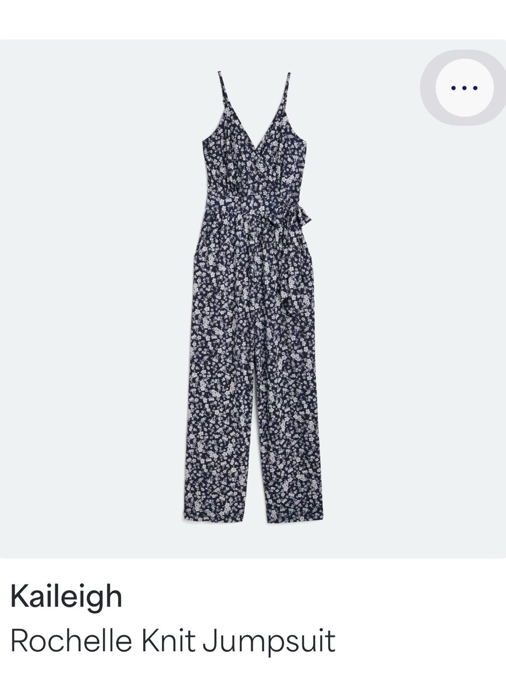 Kaileigh Navy and White Floral Wrap-Front Jumpsuit